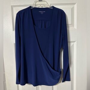 Coldwater Creek Draped Faux Wrap Blouse
